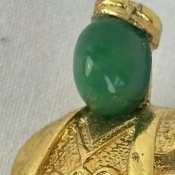 Vintage Asian Holy Man Peking Glass Brooch attributed to Hattie Carnegie