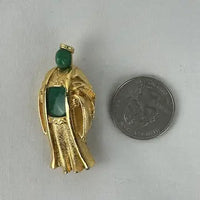 Vintage Asian Holy Man Peking Glass Brooch attributed to Hattie Carnegie