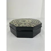 Black Lacquer Vintage Chinese Box with Mother of Pearl Inlay