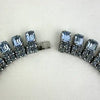 Vintage Blue Baguette Rhinestone Necklace and Bracelet