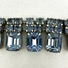 Vintage Blue Baguette Rhinestone Necklace and Bracelet