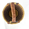 Vintage Bolga African Hand Woven Basket with Leather Handle