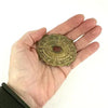 Vintage Brass Goldstone Shield Brooch