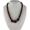 Vintage Carved Chinese Red Lacquer Shou Bead Necklace