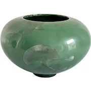 Vintage Celadon Crystaline Studio Pottery Signed Bowl