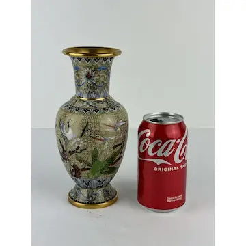 Vintage Chinese Cloisonné Vase with Herons