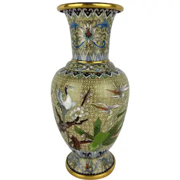 Vintage Chinese Cloisonné Vase with Herons