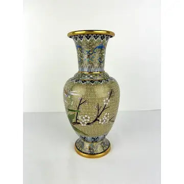 Vintage Chinese Cloisonné Vase with Herons