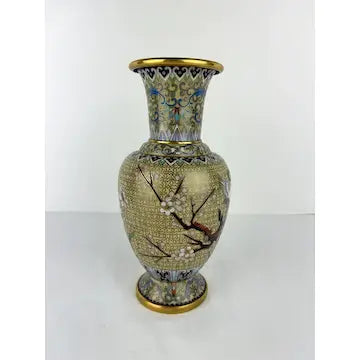 Vintage Chinese Cloisonné Vase with Herons