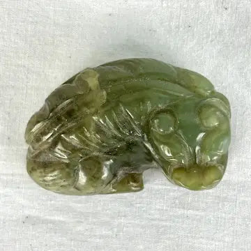 Vintage Chinese Jade Reclining Foo Dog Toggle/Pendant