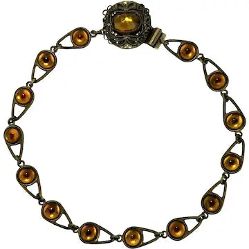 Vintage Citrine Glass Choker Necklace