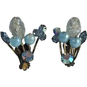 Vintage Clip On Austrian Glass Earrings