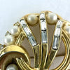 Vintage Crown Trifari Faux Pearl and Rhinestone Brooch