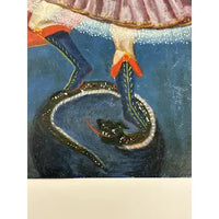 Vintage Cuzco Painting of Angel Holding a Scale and Stepping on a Serpent