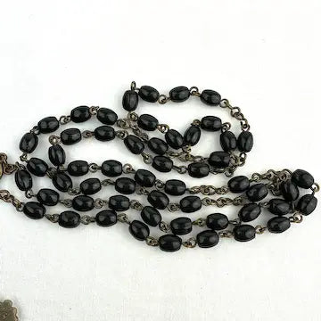 Vintage Czech Black Glass 5 Decade Rosary