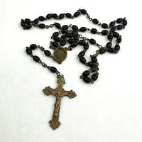 Vintage Czech Black Glass 5 Decade Rosary