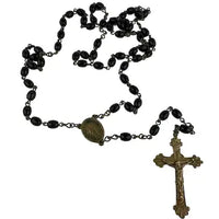 Vintage Czech Black Glass 5 Decade Rosary