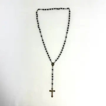 Vintage Czech Black Glass 5 Decade Rosary