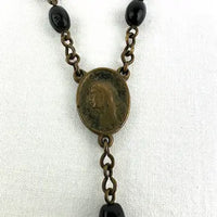 Vintage Czech Black Glass 5 Decade Rosary