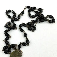 Vintage Czech Black Glass 5 Decade Rosary