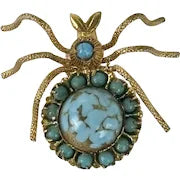 Vintage Czecho Blue Spider Brooch