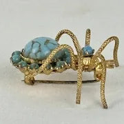 Vintage Czecho Blue Spider Brooch