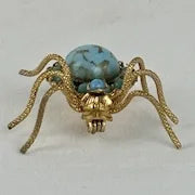 Vintage Czecho Blue Spider Brooch