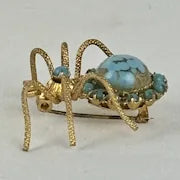 Vintage Czecho Blue Spider Brooch