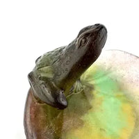 Vintage Daum French Pate De Verre Frog Art Glass Dish