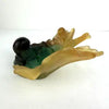 Vintage Daum French Pate de Verre Snails on a Leaf Art Glass Dish