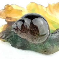 Vintage Daum French Pate de Verre Snails on a Leaf Art Glass Dish