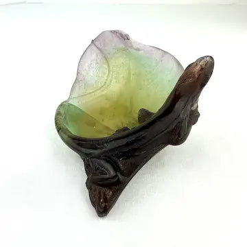 Vintage Daum French Pate de Verre Lizard Art Glass Dish