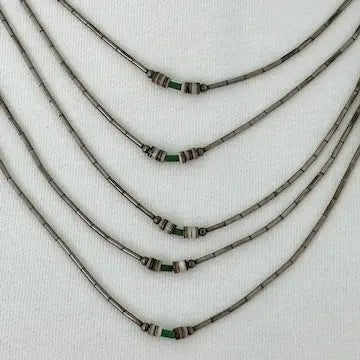 Vintage Five Strand Navajo Liquid Silver Necklace with Hallmark