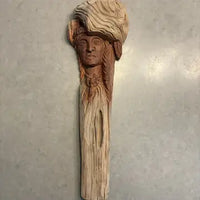 Vintage Folk Art Wood Carving of Native American Face