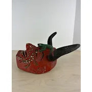 Vintage Hand Carved Wood Ceremonial Devil Mask from Mexico