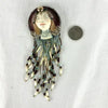 Vintage Hand Made Sculpted Ceramic Brooch of Face of Tarot Priestess