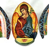 Vintage Hand Painted and Carved Wood Russian Triptych Easter Egg