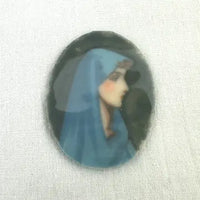 Vintage Hand Painted Virgin Mary Brooch