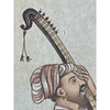 Vintage Indian School Moghul Miniature painting of Seated Man Playing the Sitar