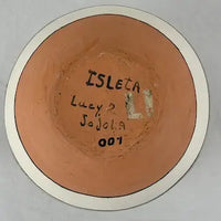 Vintage Isleta Pueblo Polychrome Pottery Bowl by Lucy Jojola