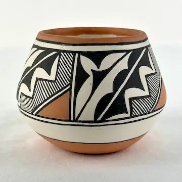 Vintage Isleta Pueblo Polychrome Pottery Bowl by Lucy Jojola