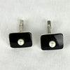 Vintage Japanese Black Onyx and Pearl Cufflinks and Tie Pin