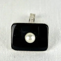 Vintage Japanese Black Onyx and Pearl Cufflinks and Tie Pin