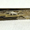 Vintage Japanese Oxidized Silver Cufflinks and Tie Clip with Etched Landscape Scene