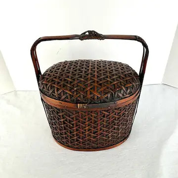 Vintage Japanese Rattan Bamboo Wedding Basket