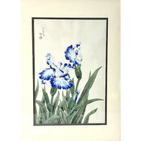 Vintage Japanese Woodblock Print Blue Irises by Eiichi Kotozuka