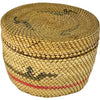 Vintage Miniature Hand Woven Nootka Basket with Canoes