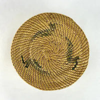 Vintage Miniature Hand Woven Nootka Basket with Canoes