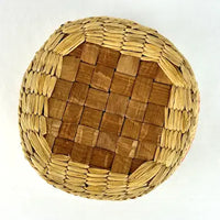 Vintage Miniature Hand Woven Nootka Basket with Canoes