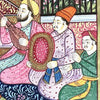 Vintage Moghul Miniature Painting of Royal Court on Silk